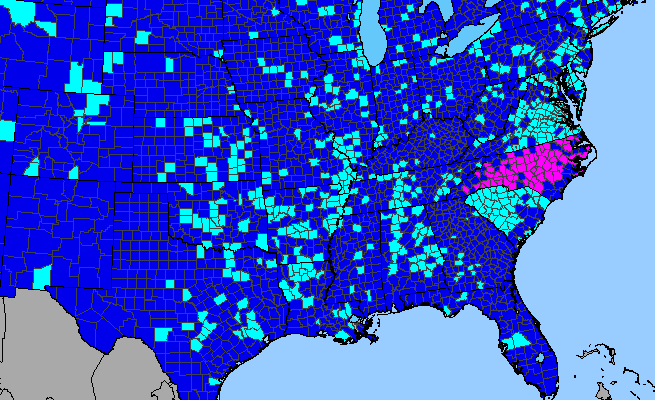 The range of Cyanus segetum